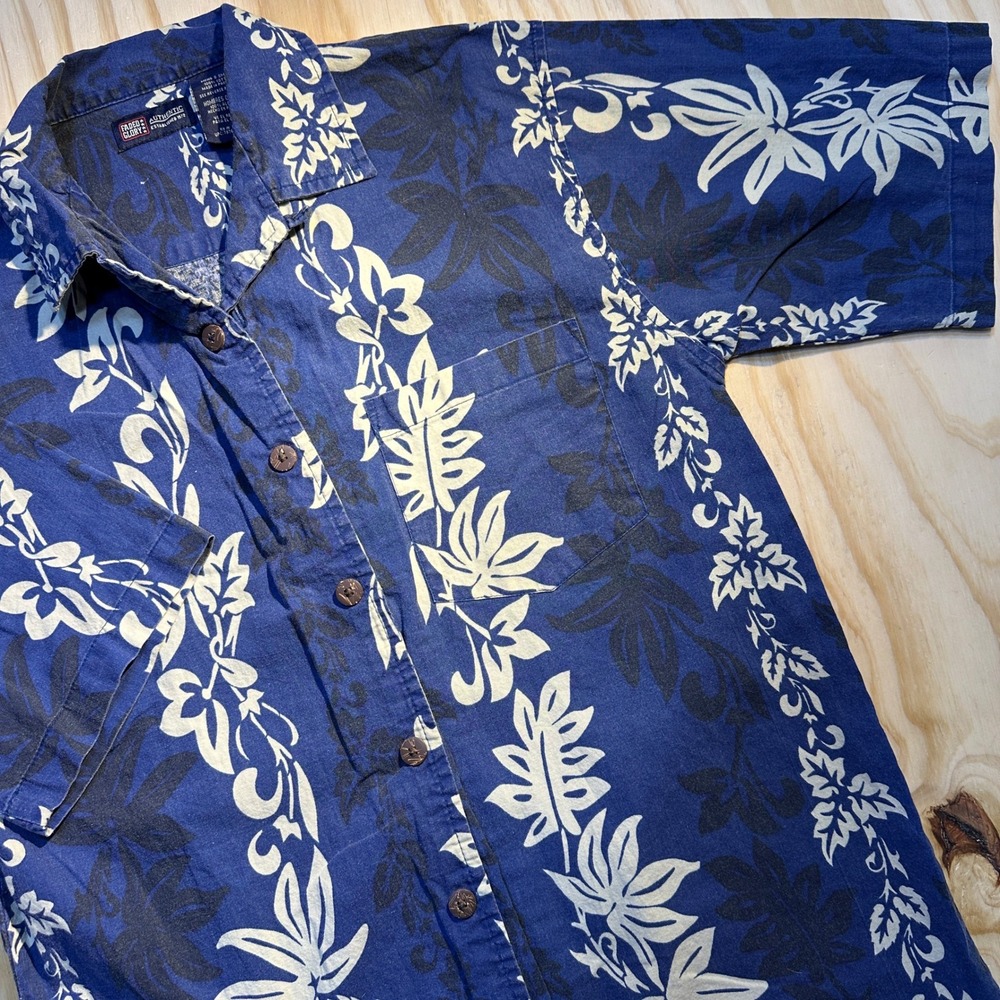 Faded Glory Mens Floral Tropical Hawaiian Button Down Shirt Blue Size S